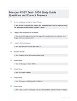 Missouri POST Test - 2020 Study Guide Questions and Correct Answers