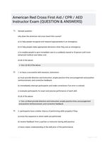 American Red Cross First Aid / CPR / AED Instructor Exam (QUESTION & ANSWERS)