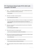 FF1 Final Exam Study Guide IFSTA  2023 with complete Test Bank