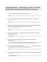 Leading Marines - Developing Leaders 2018-08 Study Guide Questions and Correct Answers