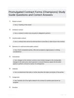 Promulgated Contract Forms (Champions) Study Guide Questions and Correct Answers