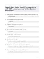 Nevada State Barber Board (Exam questions with 100% correct answers) Written Question Examples PT.1