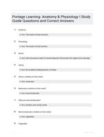 Portage Learning: Anatomy & Physiology I Study Guide Questions and Correct Answers