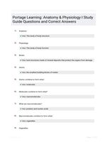 Portage Learning: Anatomy & Physiology I Study Guide Questions and Correct Answers