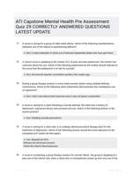 ATI Capstone Mental Health Pre Assessment Quiz 29 CORRECTLY ANSWERED QUESTIONS LATEST UPDATE