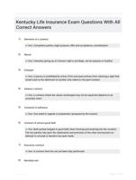 Kentucky Life Insurance Exam Questions With All Correct Answers