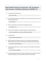 Real Estate Practice Final Exam 100 Questions and Answers (Verified Solutions) GRADED A+