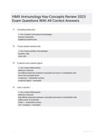 HMX Immunology Key-Concepts Review 2023 Exam Questions With All Correct Answers