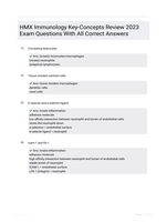 HMX Immunology Key-Concepts Review 2023 Exam Questions With All Correct Answers