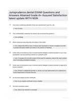 Jurisprudence dental EXAM Questions and Answers Attained Grade A+ Assured Satisfaction latest  update WITH NGN