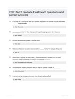 CTR 156CT Propane Final Exam Questions and Correct Answers