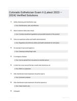 Colorado Esthetician Exam II (Latest 2023 – 2024) Verified Solutions