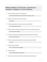 Milady Esthetics Final Exam: Questions & Answers:  Updated A+ Score Solution