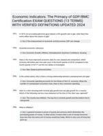 Economic Indicators: The Primacy of GDP/BMC Certification EXAM QUESTIONS (13 TERMS) WITH VERIFIED DEFINITIONS UPDATED 2024