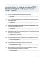 American Board of Surgical Assistants TEST REVIEW Ortho Study Guide Questions and Correct Answers