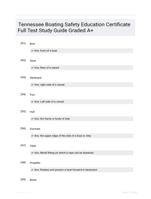 Tennessee Boating Safety Education Certificate Full Test Study Guide Graded A+