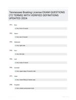 Tennessee Boating License EXAM QUESTIONS (72 TERMS) WITH VERIFIED DEFINITIONS UPDATED 2024