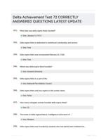 Delta Achievement Test 72 CORRECTLY ANSWERED QUESTIONS LATEST UPDATE