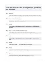 FENCING REFEREEING exam practice questions and answers