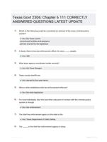 Texas Govt 2306: Chapter 6 111 CORRECTLY ANSWERED QUESTIONS LATEST UPDATE