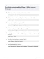 Food Microbiology Final Exam 100% Correct Answers