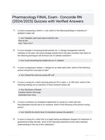 Pharmacology FINAL Exam - Concorde RN (2024/2025) Quizzes with Verified Answers