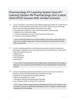 Pharmacology ATI Learning System Quiz/ATI Learning System RN Pharmacology Quiz (Latest 2024/2025) Quizzes With Verified Answers