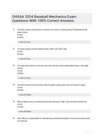 OHSAA 2024 Baseball Mechanics Exam Questions With 100% Correct Answers