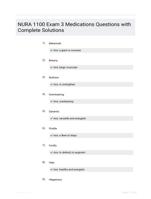 NURA 1100 Exam 3 Medications Questions with Complete Solutions