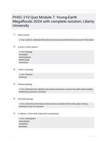 PHSC 210 Quiz Module 7: Young-Earth Megafloods  2024 with complete solution; Liberty University