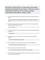 SIE Exam 2025/2026 For Dummies: Securities Industry Essentials Exam Prep + Practice Tests + Flashcards Online (For Dummies (Career/Education)) 4th Edition solved 100%