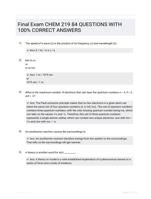 Final Exam CHEM 219 84 QUESTIONS  WITH 100% CORRECT  ANSWERS