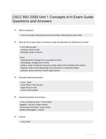 CSCC BIO 2300 Unit 1 Concepts A-H Exam Guide Questions and Answers 