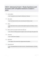 CSCC- Astronomy Exam 1 Study Questions and Answers with Complete Solutions Graded A 2024