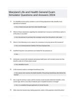 Maryland Life and Health General Exam Simulator Questions and Answers 2024