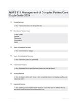 NURS 311 Management of Complex Patient Care Study Guide 2024