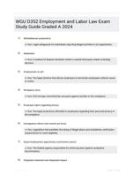 WGU D352 Employment and Labor Law Exam Study Guide Graded A 2024