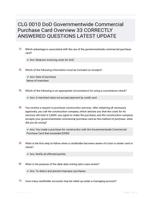 CLG 0010 DoD Governmentwide Commercial Purchase Card Overview 33 CORRECTLY ANSWERED QUESTIONS LATEST UPDATE