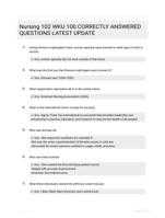 Nursing 102 WKU 100 CORRECTLY ANSWERED QUESTIONS LATEST UPDATE