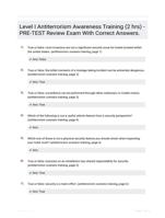 Level I Antiterrorism Awareness Training (2 hrs) - PRE-TEST Review Exam With Correct Answers.