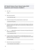 AP World History Exam Study Guide 2023 Questions and Answers Graded A