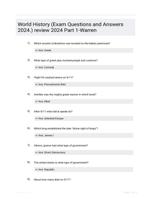 World History (Exam Questions and Answers 2024.) review 2024 Part 1-Warren