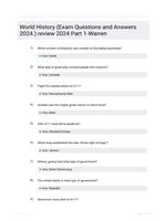 World History (Exam Questions and Answers 2024.) review 2024 Part 1-Warren