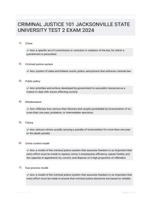 CRIMINAL JUSTICE 101 JACKSONVILLE STATE UNIVERSITY TEST 2 EXAM 2024