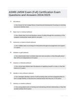 ASWB LMSW Exam (Full) Certification  Exam Questions and Answers 2024/2025