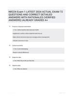 NR224 Exam 1 LATEST 2024 ACTUAL EXAM 72 QUESTIONS AND CORRECT DETAILED ANSWERS WITH RATIONALES (VERIFIED ANSWERS) |ALREADY GRADED A+