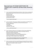 Neurosensory ATI EXAM QUESTIONS (30 TERMS) WITH VERIFIED DEFINITIONS UPDATED 2024