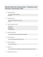 Biochemistry FAU Haces Exam 1 Questions and Answers Fully Solved 100%