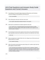 ACA Final Questions and Answers Study Guide Questions and Correct Answers