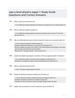 aqa a level physics paper 1 Study Guide Questions and Correct Answers